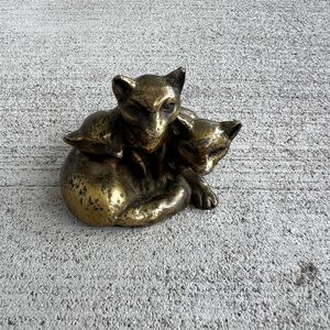 Antique Jennings Brothers JB1432 Bronze Fox Cubs Figurine Three Foxes Sculpture